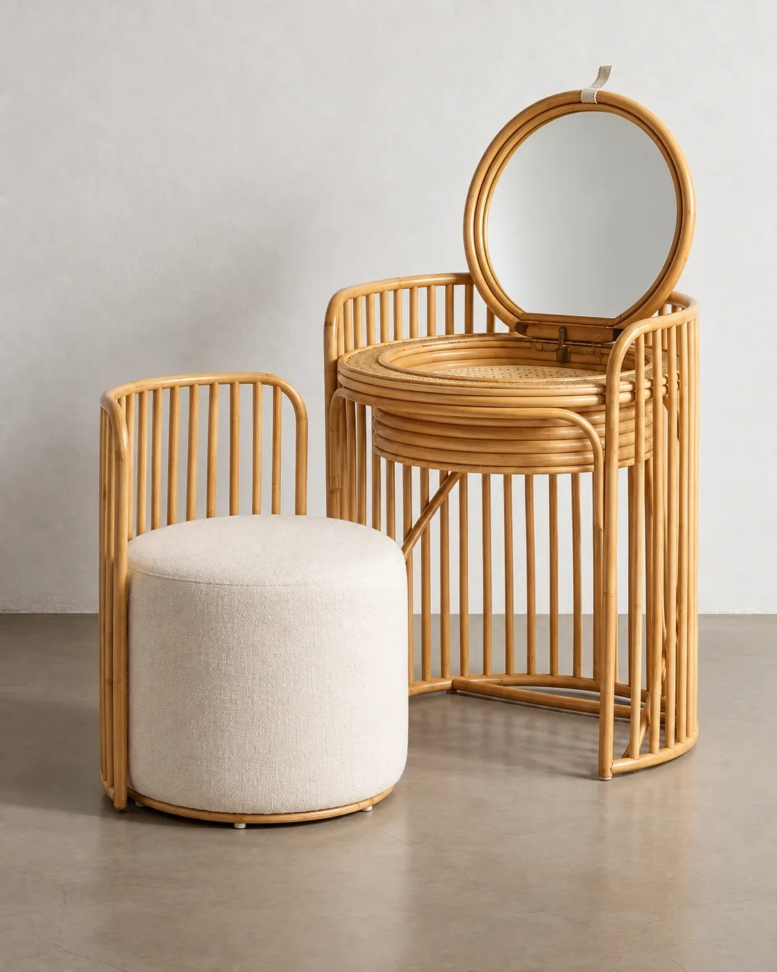 Concept image of The Cane, Natural rattan vanity set
